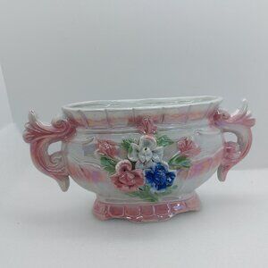 Vintage Porcelain Vase Lusterware DBE Montreal Floral Design